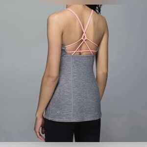 Lululemon Dancing Warrior Tank Heathered Slate Grapefruit Pink size 2